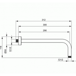 Βραχίονας Ντουζ 30εκ. Ideal Standard Idealrain B9444AA Χρωμέ